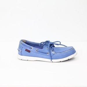 Sebago Litesides Women Boat Shoe Leather Moccasin Blue Loafer sz 5.5